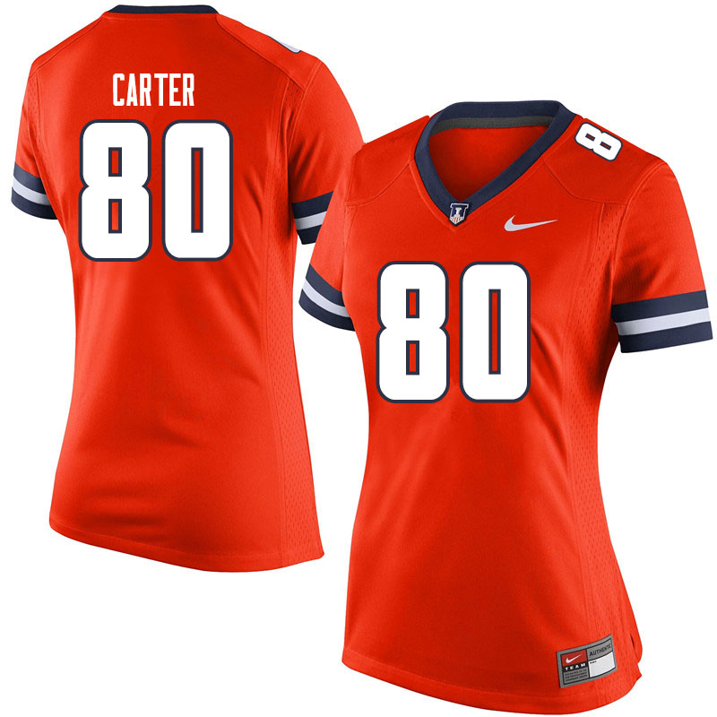 Women #80 Edwin Carter Illinois Fighting Illini College Football Jerseys Sale-Orange